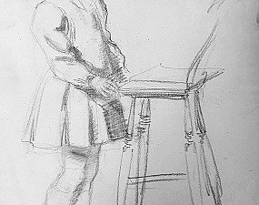 Undated Sketch of Girl Standing