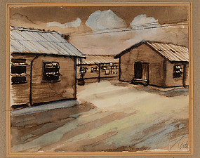 Untitled sketch of huts
