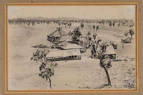 Untitled aerial sketch of huts