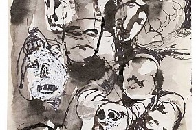 Faces, in ink and correction fluid