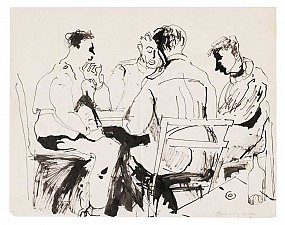 Men seated in ink