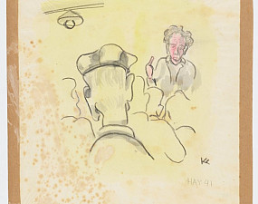 Satirical sketch of a lecture in camp
