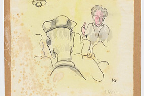 Satirical sketch of a lecture in camp