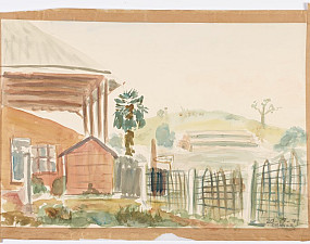 Painting of camp huts at Orange